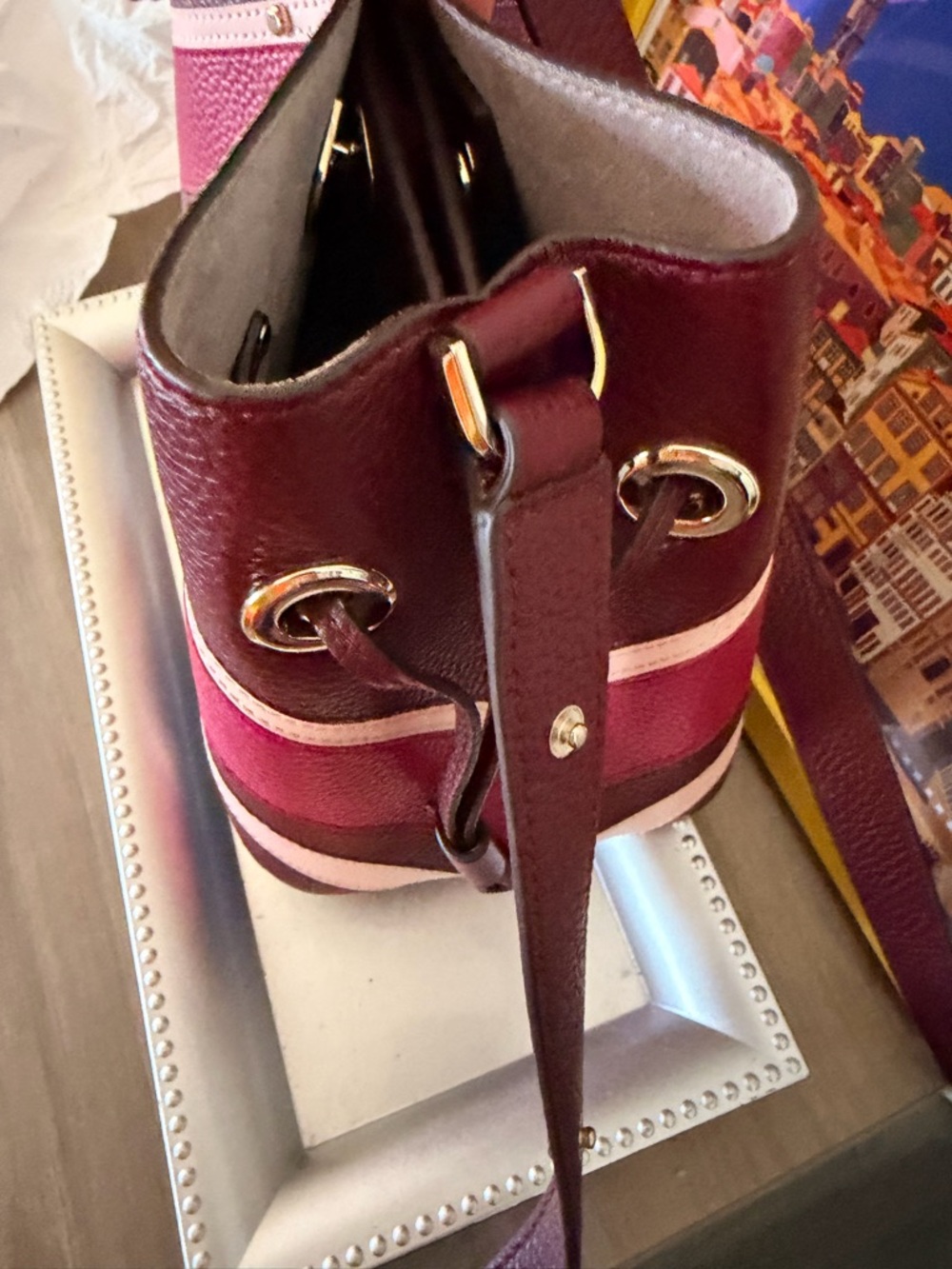 kate spade Colorblock Chevron Leather Crossbody in Pink, Burgundy & Blush - Picture 4 of 4